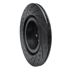 BMW X3 Brake Rotor (1) - Rear Right - R1 Concepts - Drilled & Slotted - Black - `11-`18